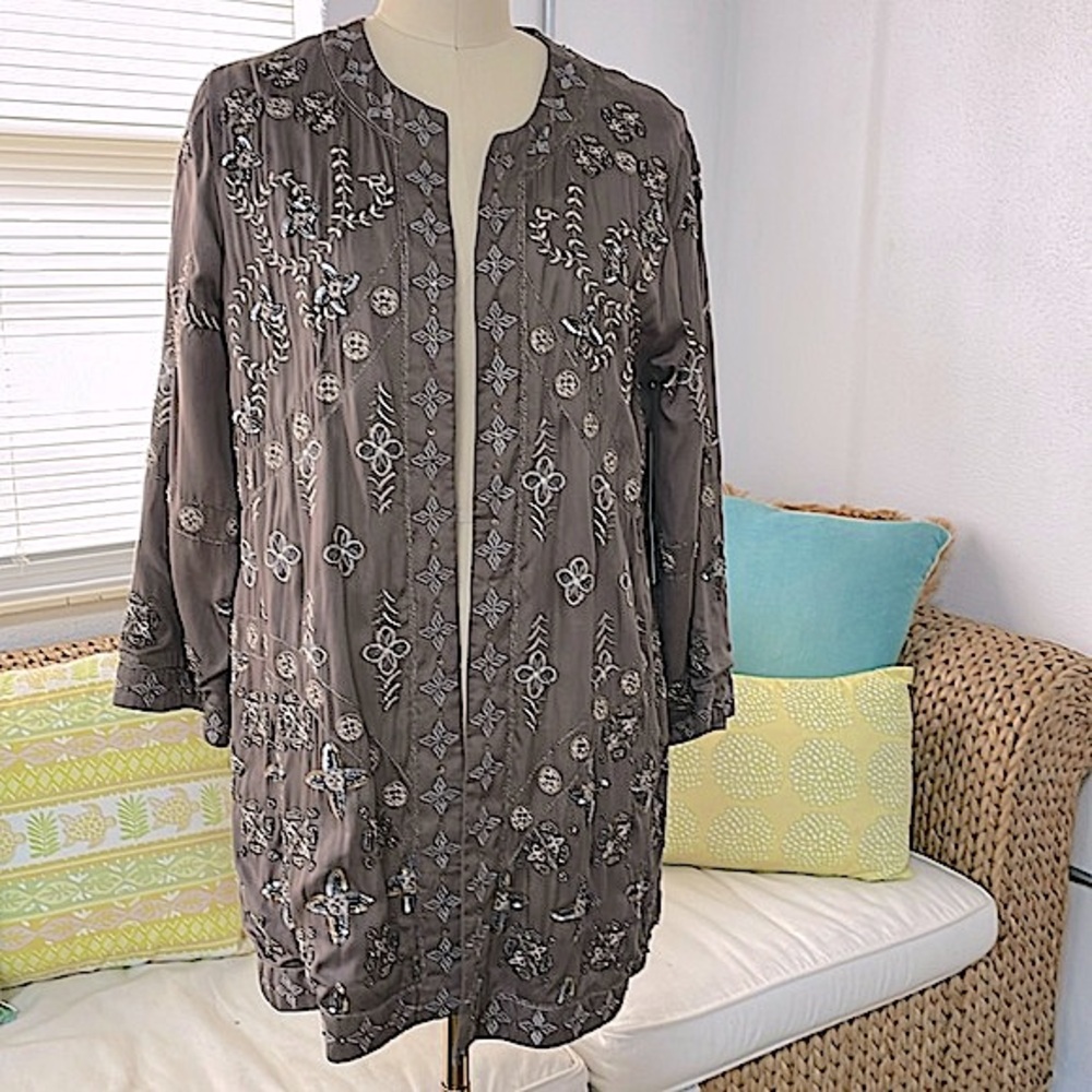 Sigrid Olsen Signature NWT Beaded and Embroidered Open Jacket Size M